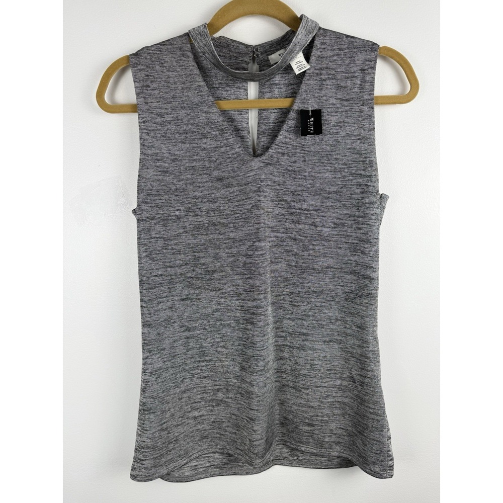 NWT WHBM Choker Top Size Small Sleeveless Metallic Sheen Silver Grey